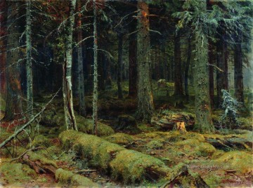 dunkler Wald 1890 klassische Landschaft Ivan Ivanovich Bäume Ölgemälde